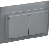 Розетка 2-я IEK SKANDY с крышкой 16А в сб IP44 SK-R12Gr серый SK-R26-16-44-K03-F