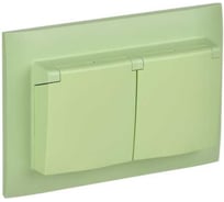 Розетка 2-я IEK SKANDY с крышкой 16А в сб IP44 SK-R12M мятный SK-R26-16-44-K06-F