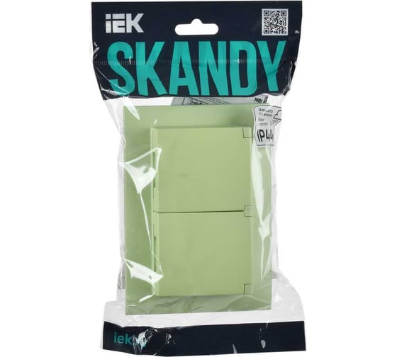 Розетка 2-я IEK SKANDY с крышкой 16А в сб IP44 SK-R12M мятный SK-R26-16-44-K06-F