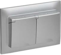 Розетка 2-я IEK SKANDY с крышкой 16А в сб IP44 SK-R12S серебро SK-R26-16-44-K23-F