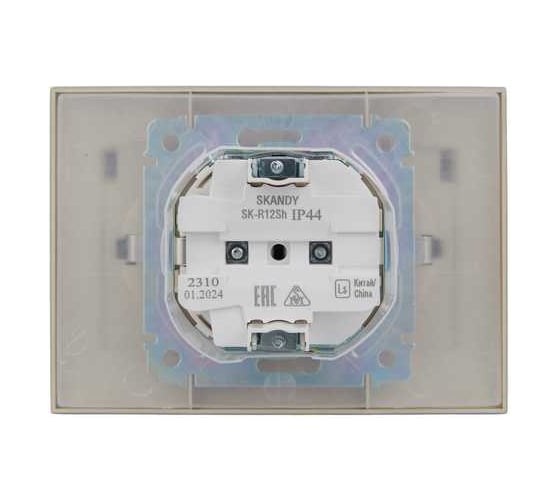 Розетка 2-я IEK SKANDY с крышкой 16А в сб IP44 SK-R12Sh шампань SK-R26-16-44-K37-F