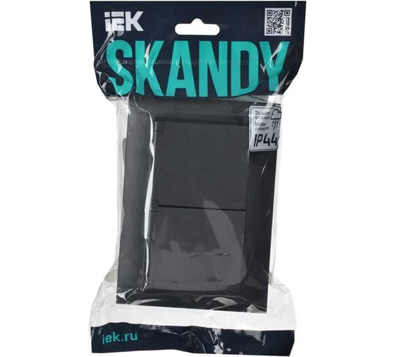 Розетка 2-я IEK SKANDY с крышкой 16А в сб IP44 SK-R12T титан SK-R26-16-44-K48-F