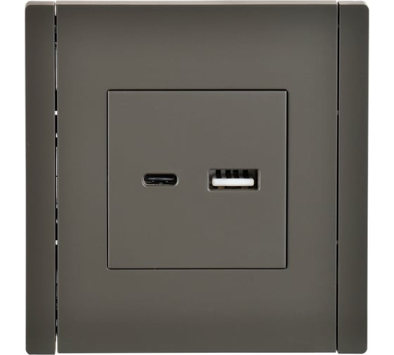 Розетка IEK FORTEPIANO USB A+C 3,1А FP350 серый FP-U22-D31-K03