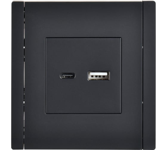 Розетка IEK FORTEPIANO USB A+C 18Вт FP151 черный FP-U22-018-K02