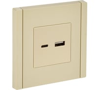 Розетка IEK FORTEPIANO USB A+C 18Вт FP451 ваниль FP-U22-018-K10