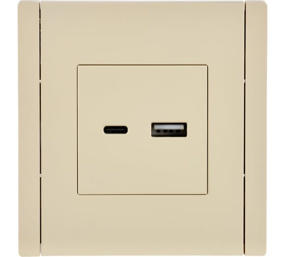 Розетка IEK FORTEPIANO USB A+C 18Вт FP451 ваниль FP-U22-018-K10