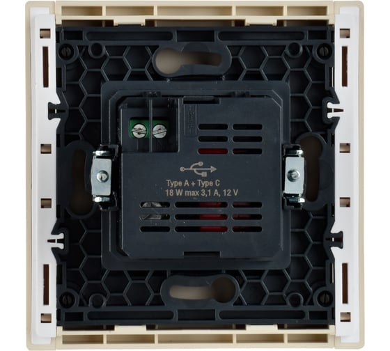 Розетка IEK FORTEPIANO USB A+C 18Вт FP451 ваниль FP-U22-018-K10