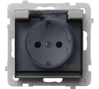 Розетка Ospel Sonata 1-ая, с/з, IP44, с крышкой, Schuko, без рамки, матовое серебро GPH-1RS/m/38/d