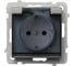 Розетка Ospel Sonata 1-ая, с/з, IP44, с крышкой, Schuko, без рамки, матовое серебро GPH-1RS/m/38/d 1