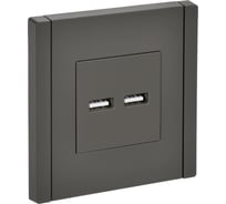 Розетка IEK FORTEPIANO USB A+A 3,1А FP349 серый FP-U21-D31-K03