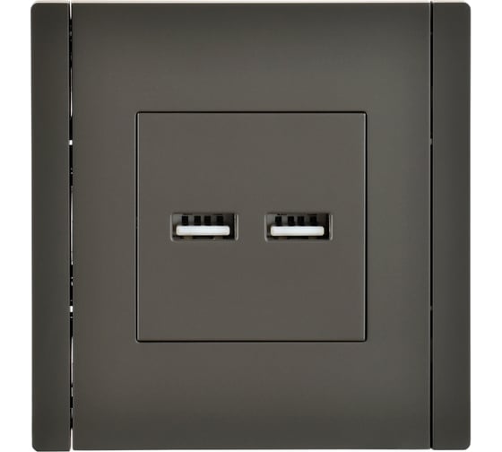 Розетка IEK FORTEPIANO USB A+A 3,1А FP349 серый FP-U21-D31-K03
