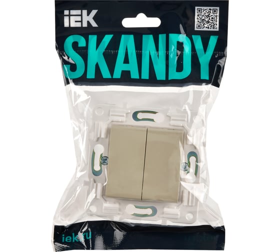 Выключатель IEK SKANDY 2-клавишный проходной 10А SK-V05B бежевый SK-V22-0-10-K10