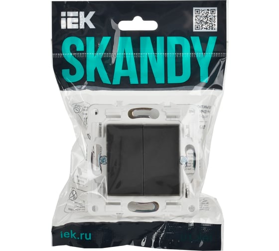 Выключатель IEK SKANDY 2-клавишный проходной 10А SK-V05G графит SK-V22-0-10-K53