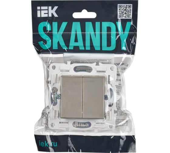 Выключатель IEK SKANDY 2-клавишный проходной 10А SK-V05Sh шампань SK-V22-0-10-K37