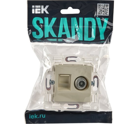 Розетка IEK SKANDY двойная TV+RJ45 кат.5E SK-A14B бежевый SK-AK20-1-K10
