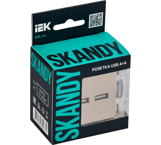 Розетка IEK SKANDY USB A+A 3,1А SK-R15Sa песочный SK-U21-D31-K98