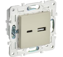 Розетка IEK SKANDY USB A+C 18Вт SK-R13B бежевый SK-U22-018-K10