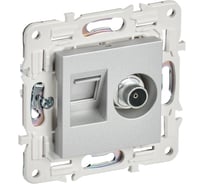 Розетка IEK SKANDY двойная TV+RJ45 кат.6E SK-A15S серебристый SK-AK20-2-K23