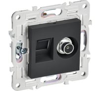 Розетка IEK SKANDY двойная TV+RJ45 кат.6E SK-A15G графит SK-AK20-2-K53