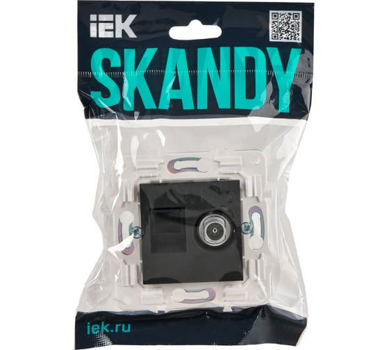 Розетка IEK SKANDY двойная TV+RJ45 кат.6E SK-A15G графит SK-AK20-2-K53