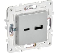 Розетка IEK SKANDY USB A+A 3,1А SK-R15S серебристый SK-U21-D31-K23