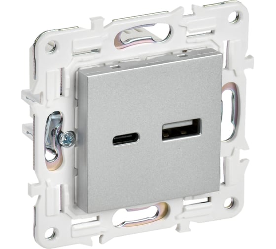 Розетка IEK SKANDY USB A+A 3,1А SK-R15S серебристый SK-U21-D31-K23