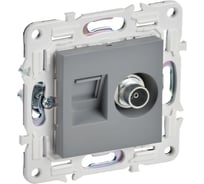 Розетка IEK SKANDY двойная TV+RJ45 кат.6E SK-A15Gr серый SK-AK20-2-K03