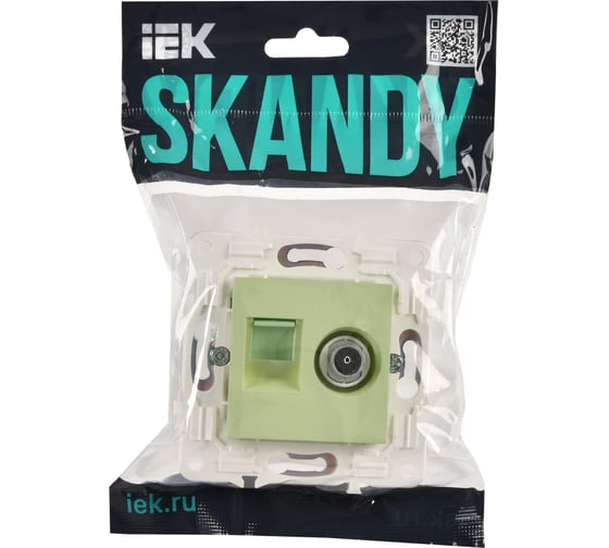 Розетка IEK SKANDY двойная TV+RJ45 кат.5E SK-A14M мятный SK-AK20-1-K06