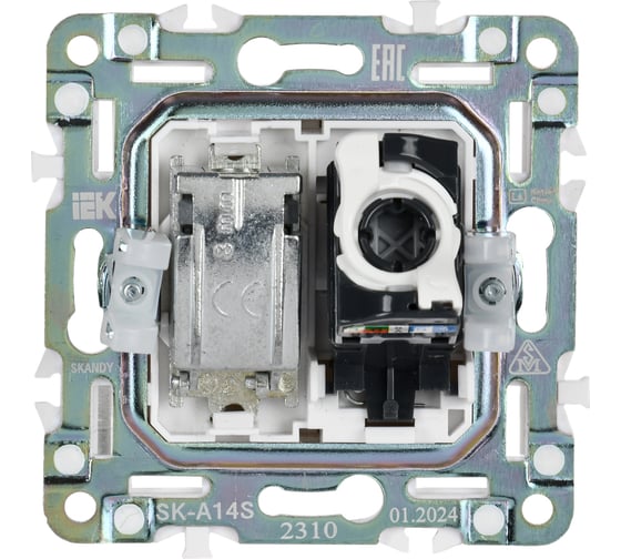 Розетка IEK SKANDY двойная TV+RJ45 кат.5E SK-A14M мятный SK-AK20-1-K06