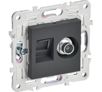 Розетка IEK SKANDY двойная TV+RJ45 кат.6E SK-A15T титан SK-AK20-2-K48