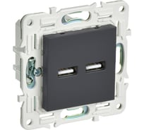 Розетка IEK SKANDY USB A+A 3,1А SK-R15G графит SK-U21-D31-K53