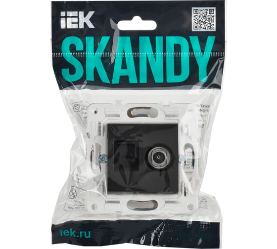 Розетка IEK SKANDY двойная TV+RJ45 кат.5E SK-A14T титан SK-AK20-1-K48