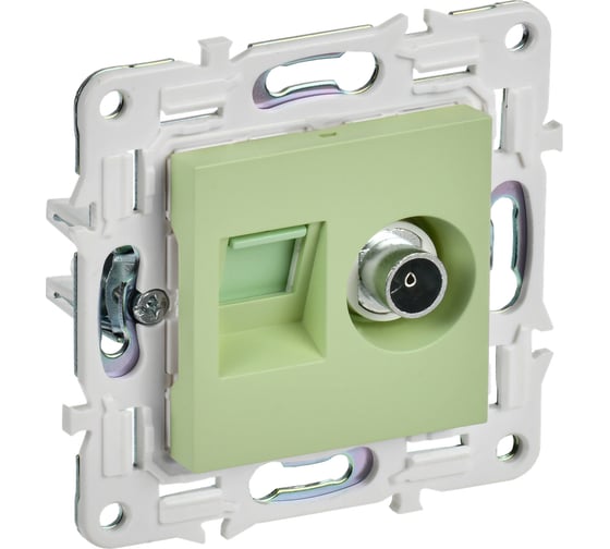 Розетка IEK SKANDY двойная TV+RJ45 кат.6E SK-A15M мятный SK-AK20-2-K06 1