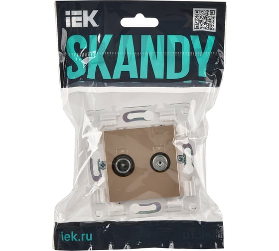 Розетка IEK SKANDY двойная TV+SAT SK-A13Sa песочный SK-AF20-O-K98