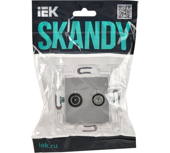 Розетка IEK SKANDY двойная TV+SAT SK-A13S серебристый SK-AF20-O-K23
