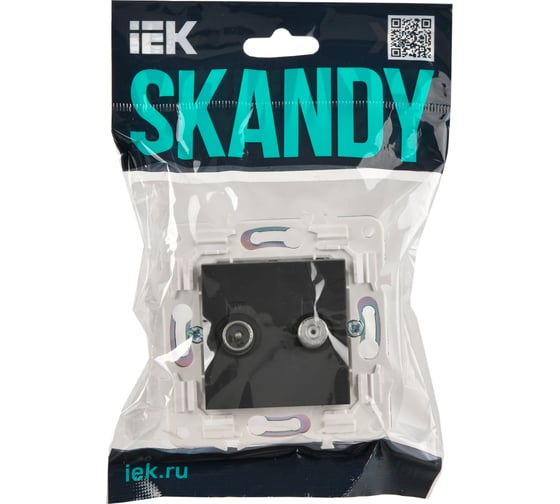 Розетка IEK SKANDY двойная TV+SAT SK-A13G графит SK-AF20-O-K53