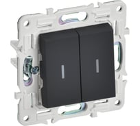 Выключатель IEK SKANDY 2-клавишный проходной с индикацией 10А SK-V10G графит SK-V22-1-10-K53