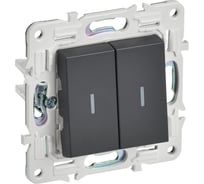 Выключатель IEK SKANDY 2-клавишный проходной с индикацией 10А SK-V10T титан SK-V22-1-10-K48