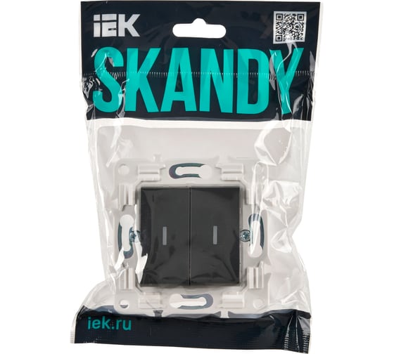 Выключатель IEK SKANDY 2-клавишный проходной с индикацией 10А SK-V10T титан SK-V22-1-10-K48