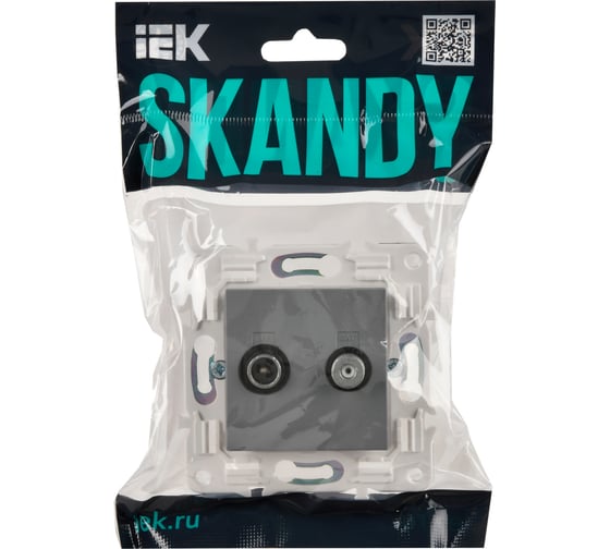 Розетка IEK SKANDY двойная TV+SAT SK-A13Gr серый SK-AF20-O-K03