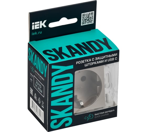 Розетка IEK SKANDY с з/к/ш 16А с USB C 18Вт SK-R17Sh шампань SK-R14-16-U14-018-K37