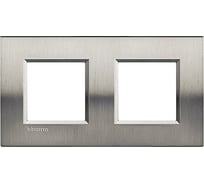Рамка прямоугольная Bticino Livinglight 2 поста, цвет Фактурная сталь LNA4802M2ACS