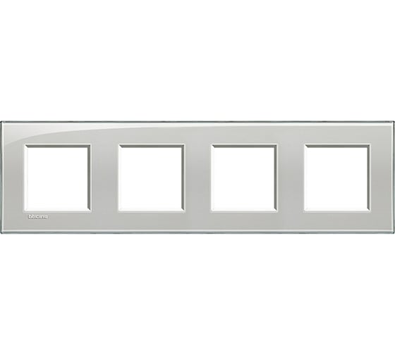 Рамка прямоугольная Bticino Livinglight 4 поста, цвет Серое небо LNA4802M4KG 1