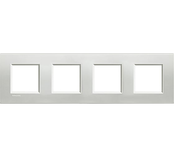 Рамка прямоугольная Bticino Livinglight 4 поста, цвет Серебро LNA4802M4AG 1