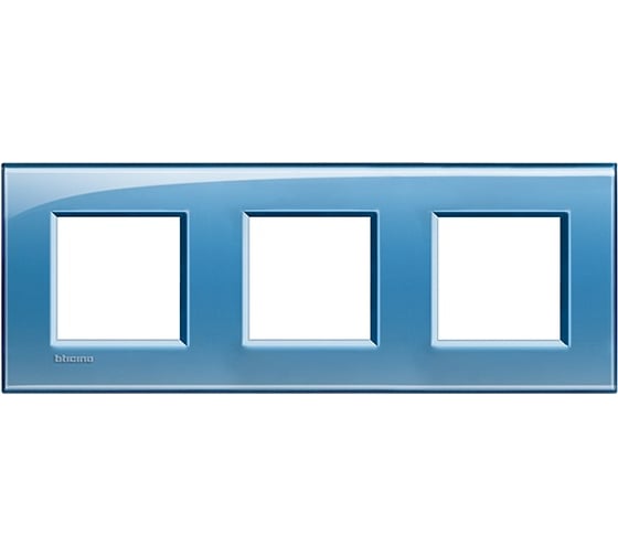 Рамка прямоугольная Bticino Livinglight 3 поста, цвет Голубой LNA4802M3AD 1