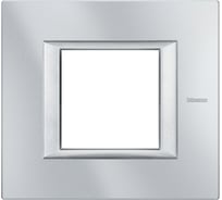 Рамка Bticino Axolute декоративная прямоугольная итальянского/немецкого стандарта. Цвет "Алюминий" Монохром. 2 модуля. HA4802HC