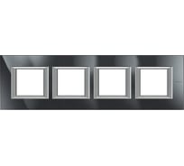 Рамка Bticino Axolute декоративная прямоугольная немецкого стандарта. Горизонтальная установка. Цвет "Антрацит" Монохром. 2+2+2+2 модуля. HA4802M4HHS
