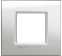 Рамка Bticino LivingLight "Лунное серебро", универсальная, 2 модуля LNA4802GL