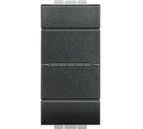 Кнопка Bticino Livinglight аксиальная одноклавишная 10А 250В. Автоматические клеммы. 1 модуль. Цвет Антрацит L4055AN