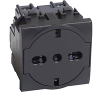 Розетка Bticino LIVINGLIGHT 2К+З 16А 250В, немецкого/итальянского стандартов,с плоской лицевой панелью. Цвет Антрацит L4140/16F